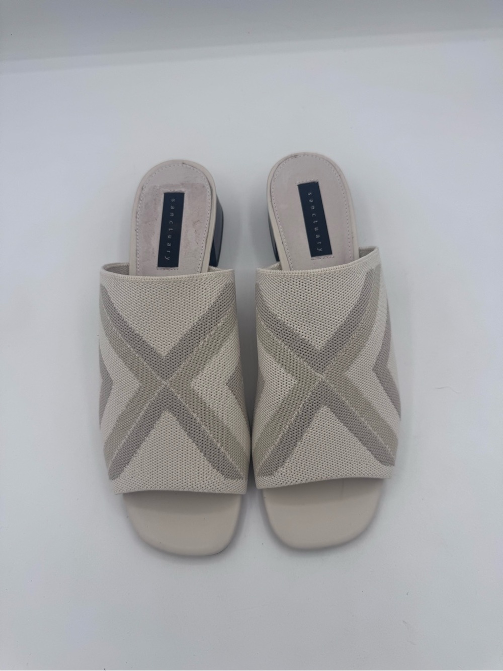 Sanctuary Ruby Knit Cream Textured Crossband Slide Sandals sz10m